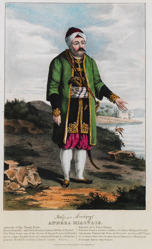 Ο Ανδρέας Μιαούλης, αναπαράσταση του 1830, Ανταμ Φρίντελ